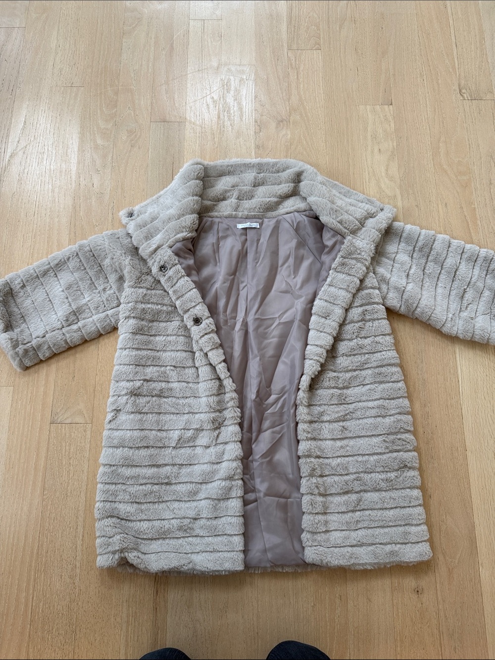 Women's Cream Teddy Coat with Classic Collar